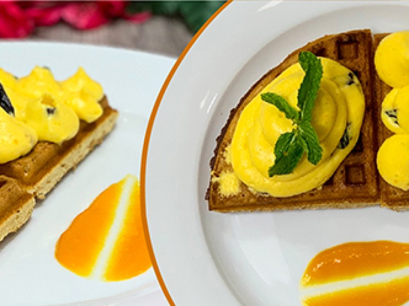 Mango Mousse & Raisin Waffle Image