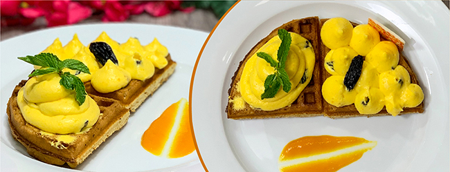 Mango Mousse & Raisin Waffle Image