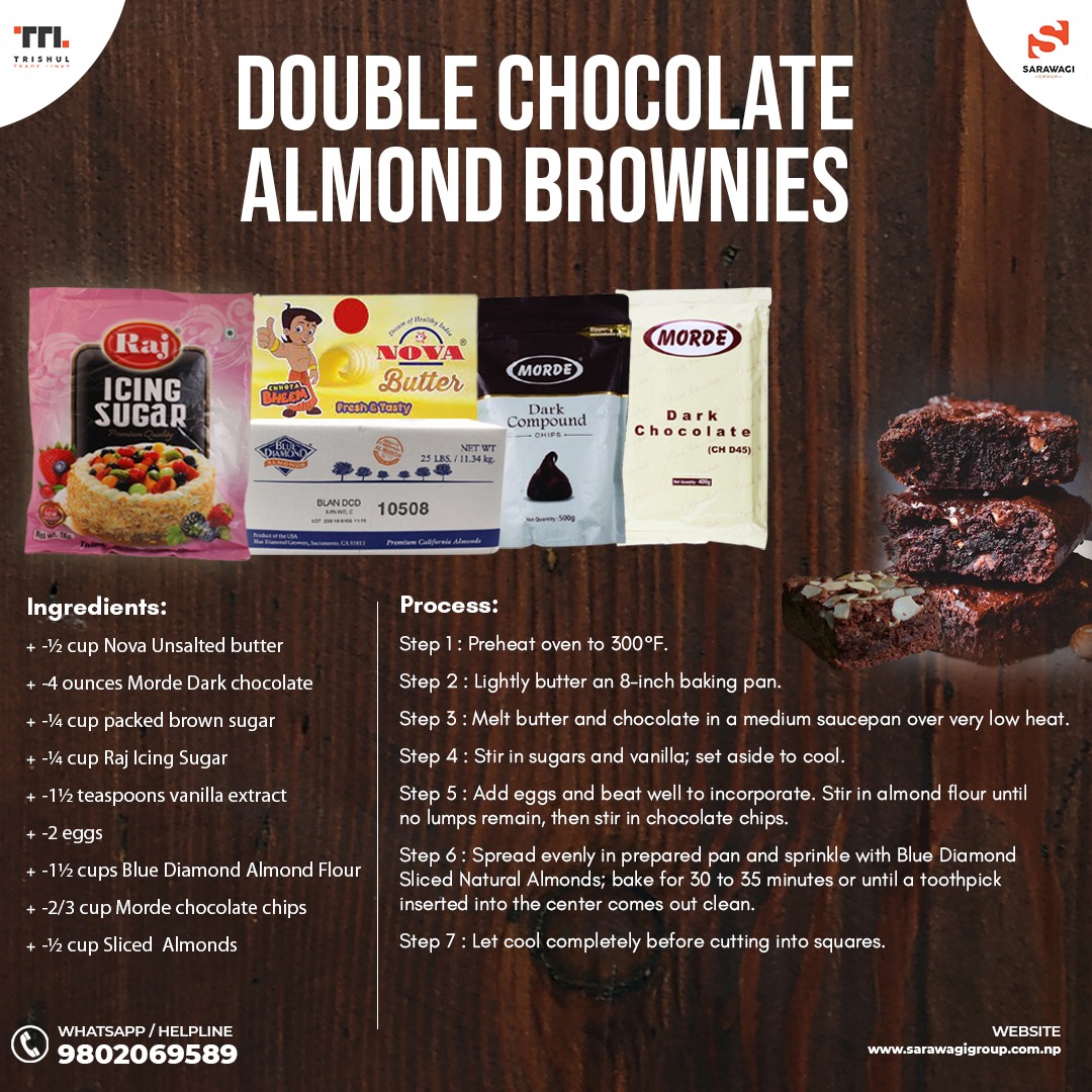 DOUBLE CHOCOLATE ALMOND BROWNIES Image