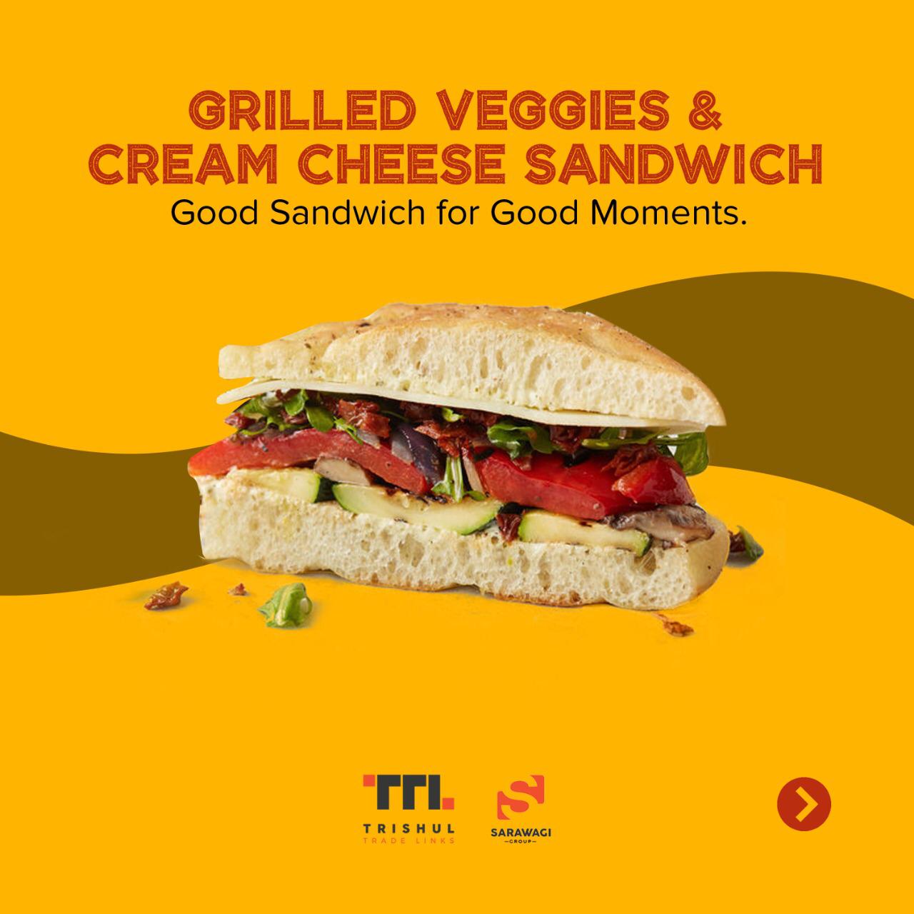 Grilled Veggies & Cream Cheese Sandwich Image