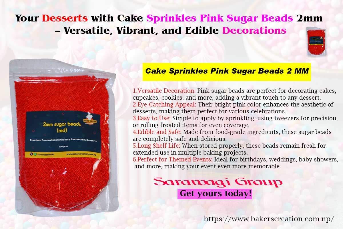 Cake Sprinkles Pink Sugar Beads 2 MM